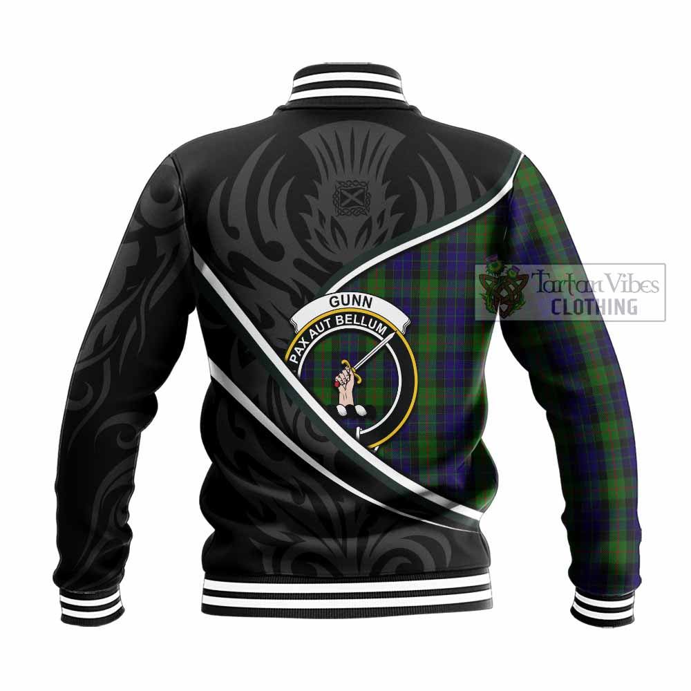 Gunn Tartan Family Crest Baseball Jacket Celtic Scottish Thistle Floral - Tartan Vibes Clothing