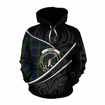 Gunn Tartan Family Crest Cotton Hoodie Celtic Scottish Thistle Floral - Tartan Vibes Clothing
