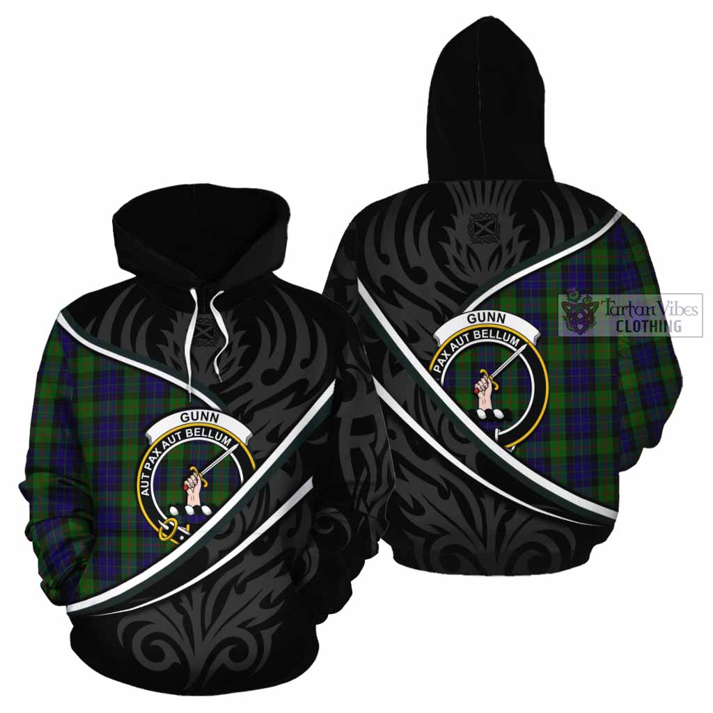 Gunn Tartan Family Crest Cotton Hoodie Celtic Scottish Thistle Floral - Tartan Vibes Clothing