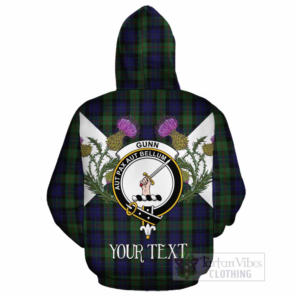 Gunn Tartan Family Crest Cotton Hoodie Scottish Burns Night Thistle Floral