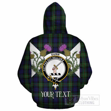 Gunn Tartan Family Crest Cotton Hoodie Scottish Burns Night Thistle Floral