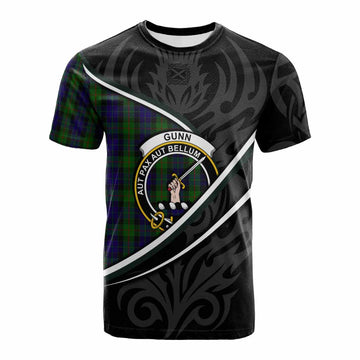 Gunn Tartan Family Crest Cotton T-shirt Celtic Scottish Thistle Floral - Tartan Vibes Clothing
