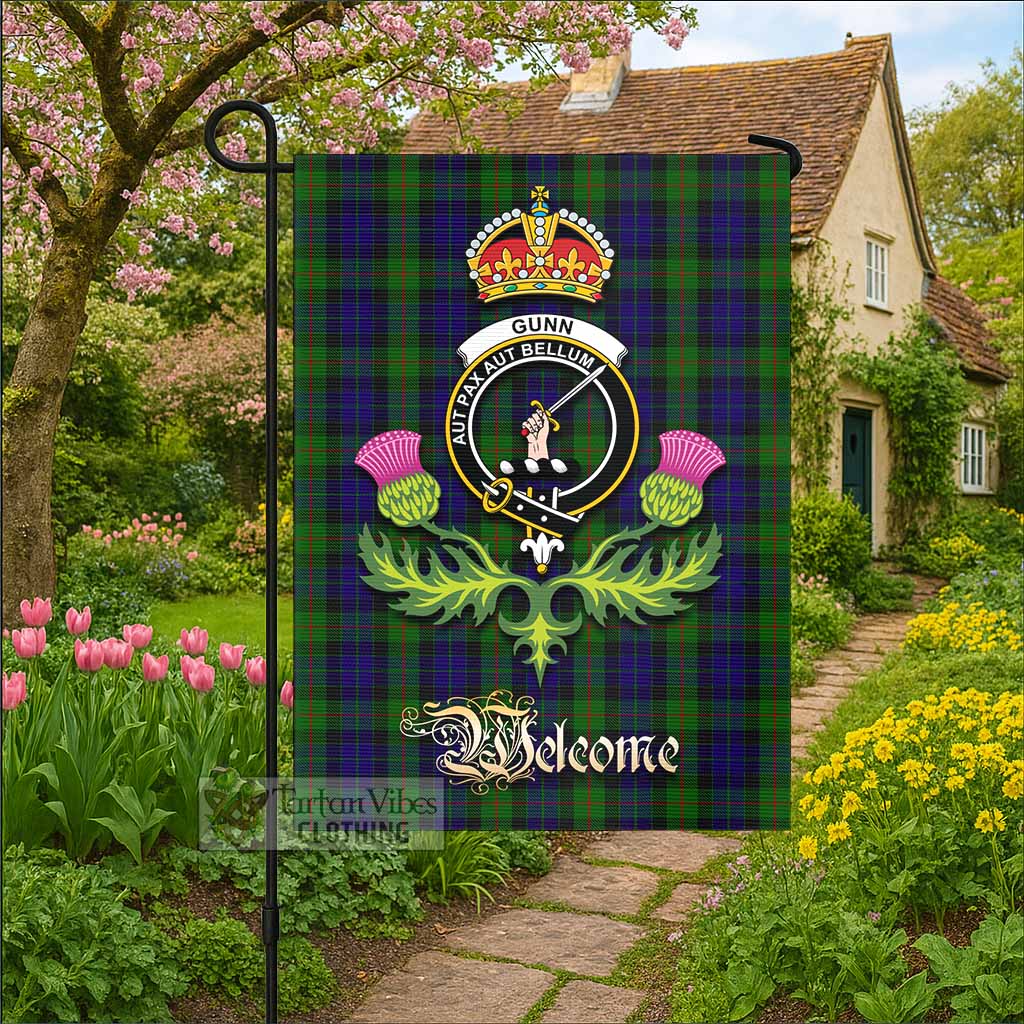 Gunn Tartan Family Crest Garden Flag Royal Thistle Welcome Style - Tartan Vibes Clothing