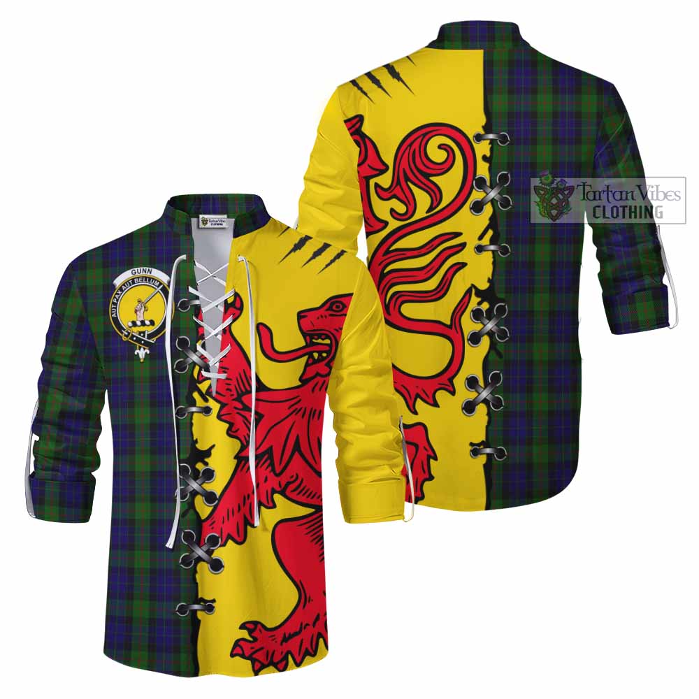 Gunn Tartan Family Crest Ghillie Kilt Shirt Lion Rampant Honor - Tartan Vibes Clothing