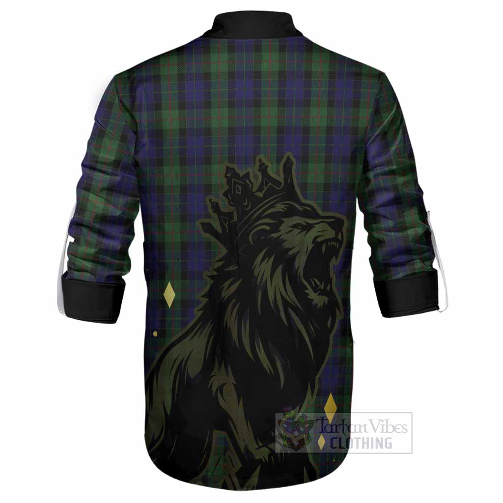 Gunn Tartan Family Crest Ghillie Shirt Crowned Lion Roaring