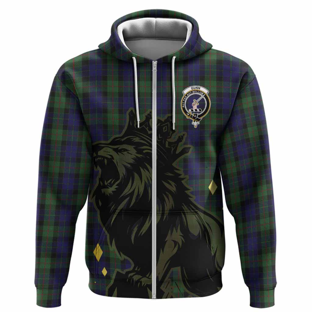 Gunn Tartan Family Crest Hoodie Crowned Lion Roaring