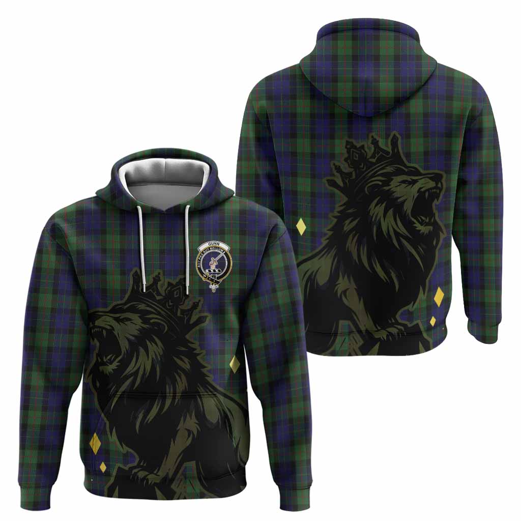 Gunn Tartan Family Crest Hoodie Crowned Lion Roaring