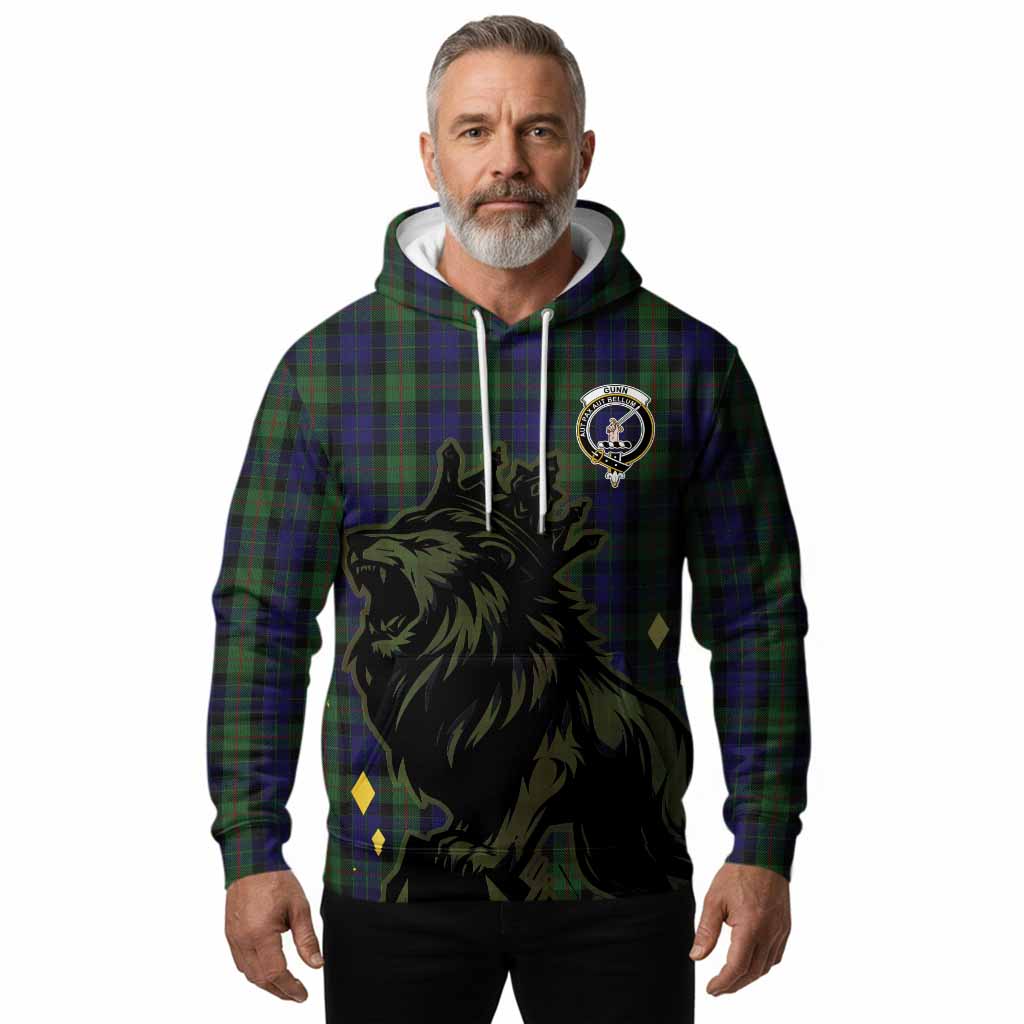 Gunn Tartan Family Crest Hoodie Crowned Lion Roaring