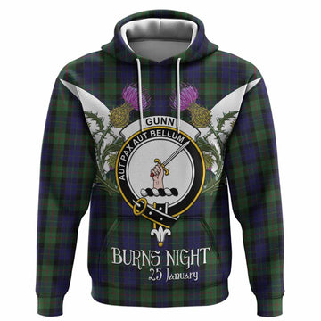 Gunn Tartan Family Crest Hoodie Scottish Burns Night Thistle Floral