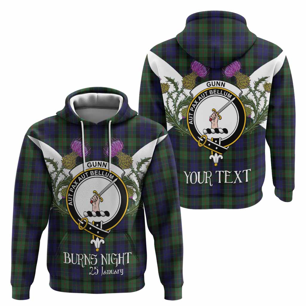 Gunn Tartan Family Crest Hoodie Scottish Burns Night Thistle Floral