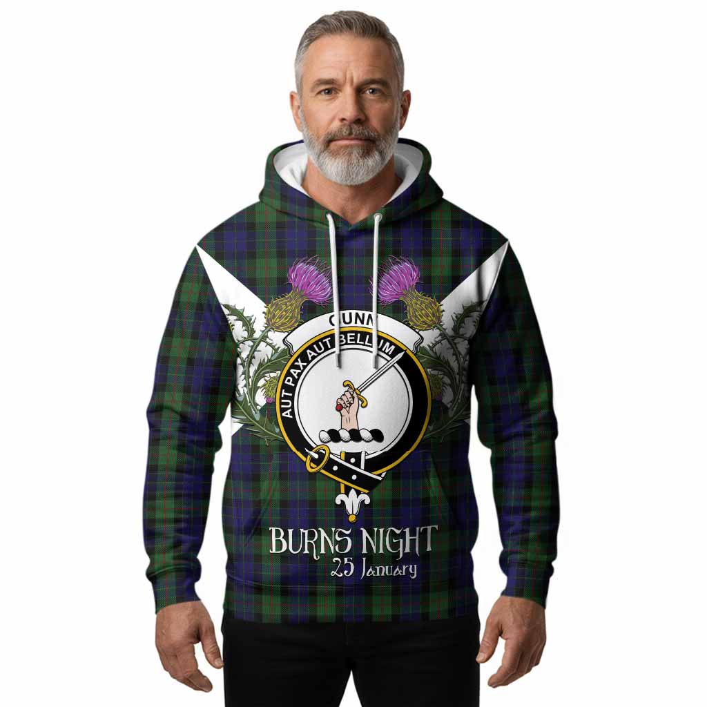Gunn Tartan Family Crest Hoodie Scottish Burns Night Thistle Floral