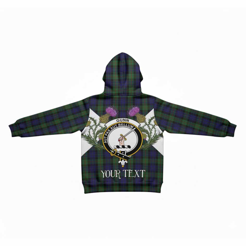 Gunn Tartan Family Crest Kid Hoodie Scottish Burns Night Thistle Floral