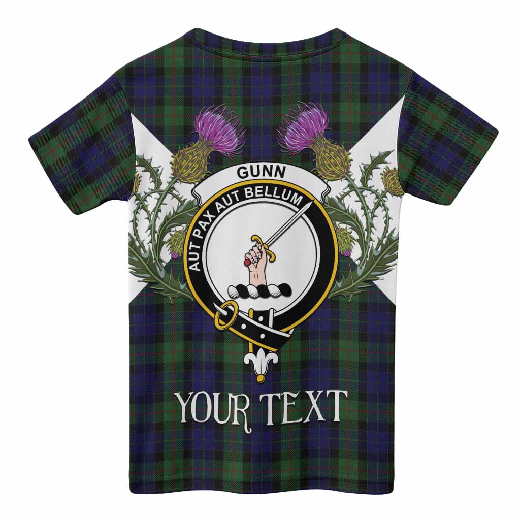 Gunn Tartan Family Crest Kid T-shirt Scottish Burns Night Thistle Floral