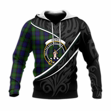 Gunn Tartan Family Crest Knitted Hoodie Celtic Scottish Thistle Floral