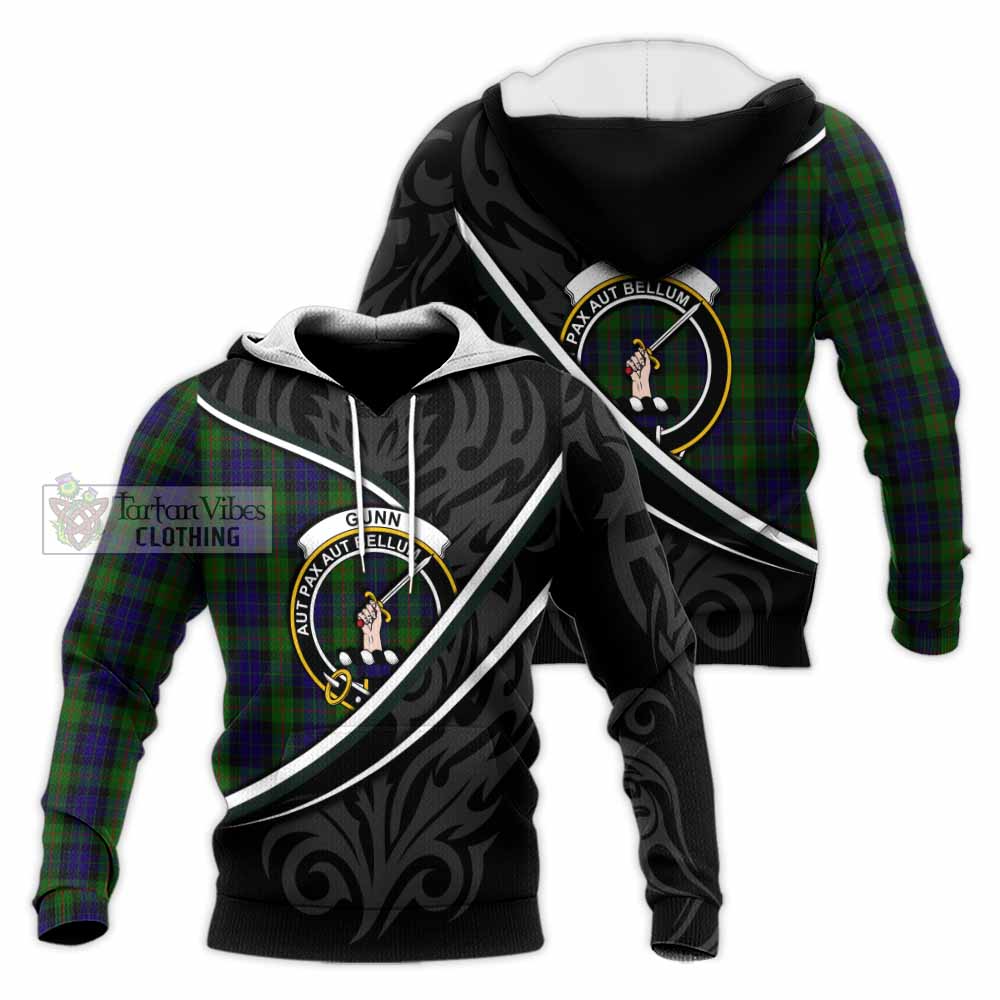 Gunn Tartan Family Crest Knitted Hoodie Celtic Scottish Thistle Floral - Tartan Vibes Clothing
