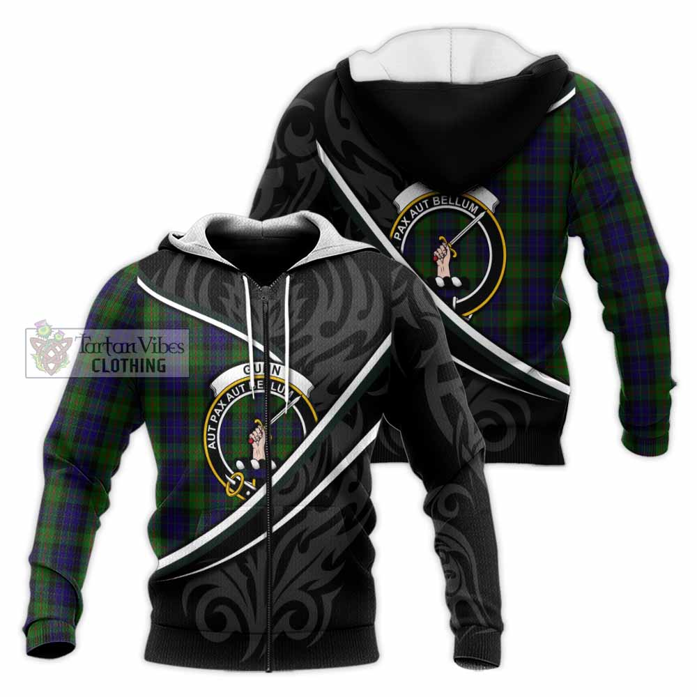 Gunn Tartan Family Crest Knitted Hoodie Celtic Scottish Thistle Floral - Tartan Vibes Clothing