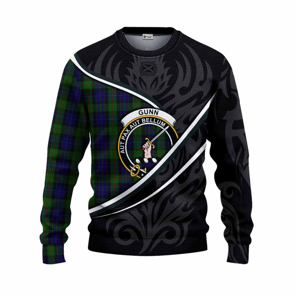 Gunn Tartan Family Crest Knitted Sweater Celtic Scottish Thistle Floral - Tartan Vibes Clothing