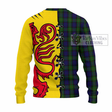 Gunn Tartan Family Crest Knitted Sweater Lion Rampant Honor - Tartan Vibes Clothing