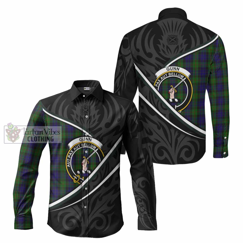 Gunn Tartan Family Crest Long Sleeve Button Shirts Celtic Scottish Thistle Floral - Tartan Vibes Clothing