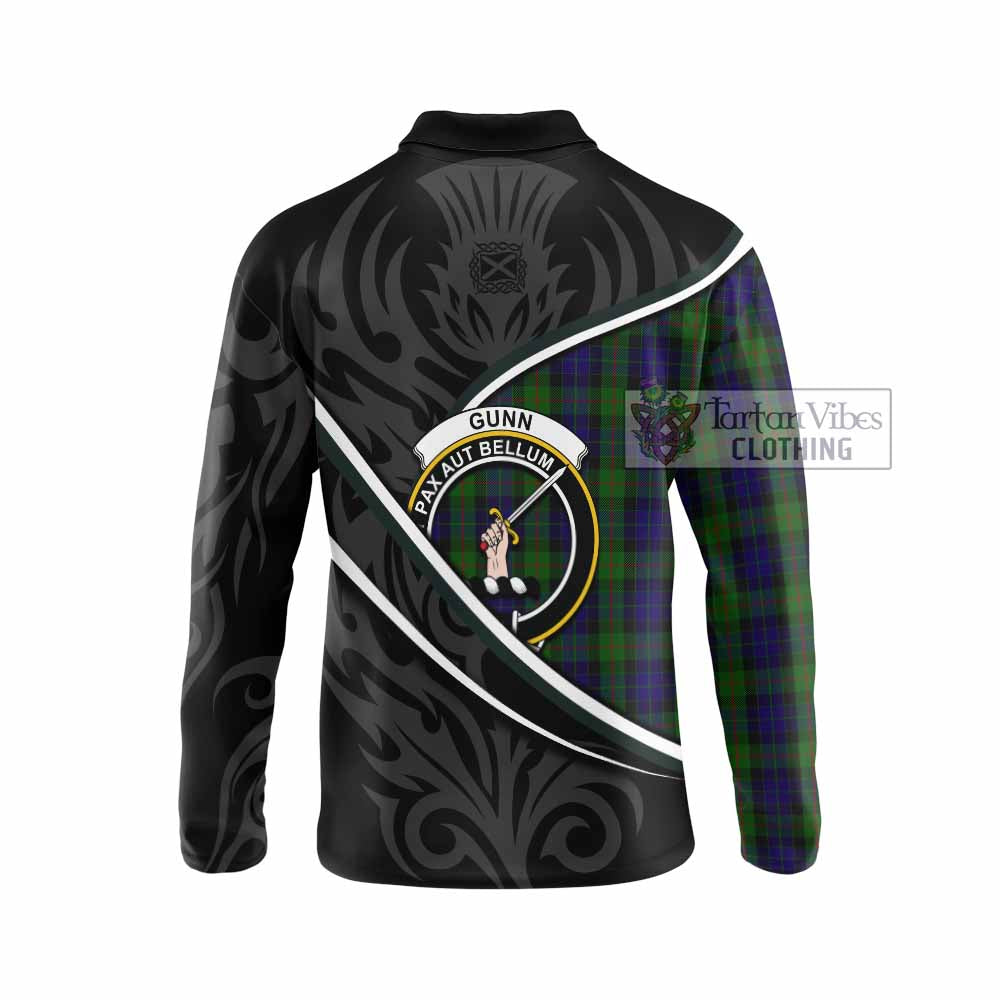 Gunn Tartan Family Crest Long Sleeve Polo Shirt Celtic Scottish Thistle Floral - Tartan Vibes Clothing