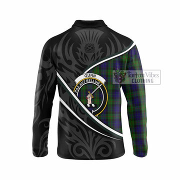 Gunn Tartan Family Crest Long Sleeve Polo Shirt Celtic Scottish Thistle Floral - Tartan Vibes Clothing