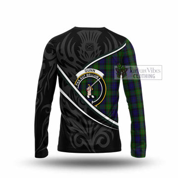 Gunn Tartan Family Crest Long Sleeve T-Shirt Celtic Scottish Thistle Floral