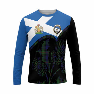 Gunn Tartan Family Crest Long Sleeve T-Shirt Scotland Thistle Floral Flag Style