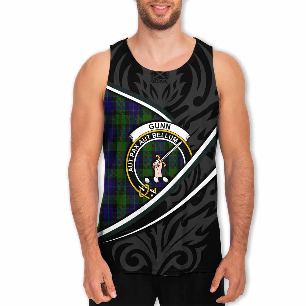 Gunn Tartan Family Crest Men Tank Top Celtic Scottish Thistle Floral - Tartan Vibes Clothing