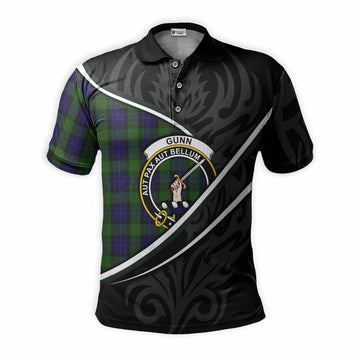 Gunn Tartan Family Crest Polo Shirt Celtic Scottish Thistle Floral