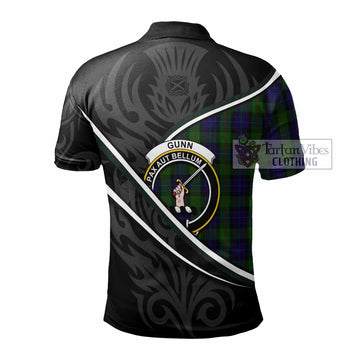 Gunn Tartan Family Crest Polo Shirt Celtic Scottish Thistle Floral