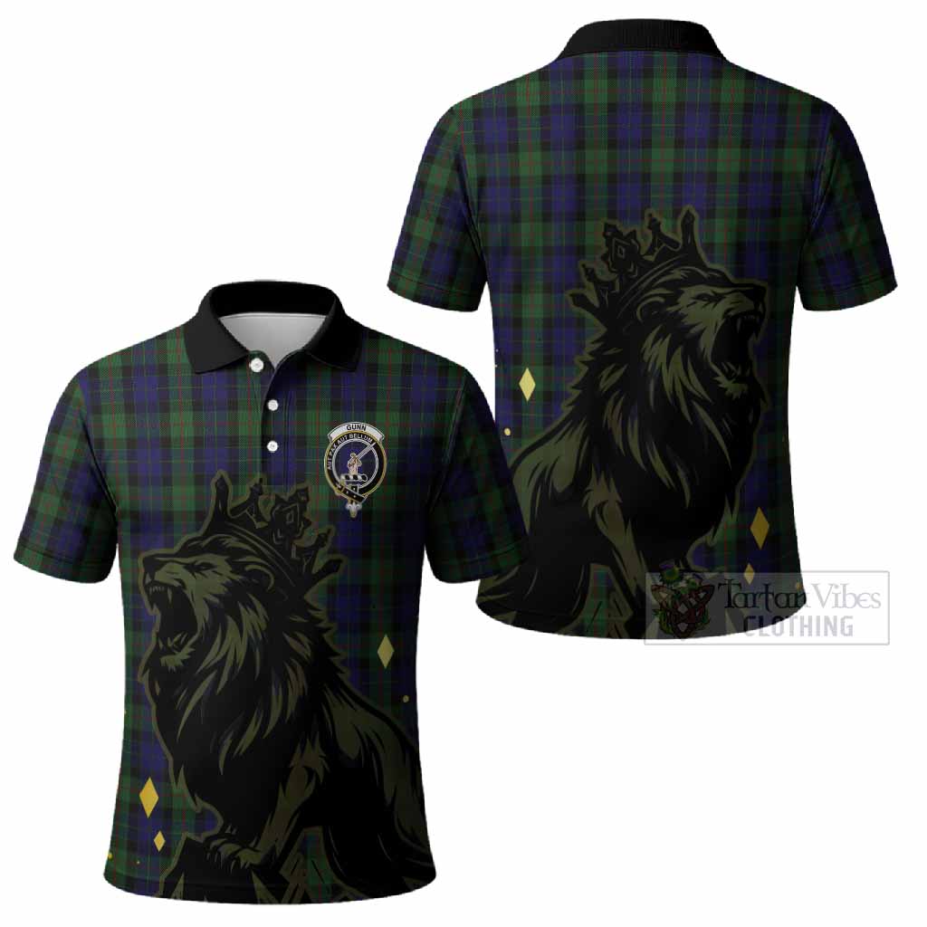 Gunn Tartan Family Crest Polo Shirt Crowned Lion Roaring