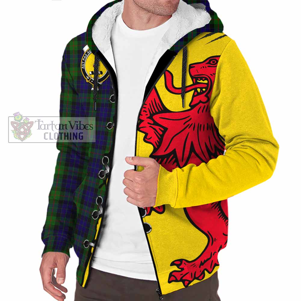 Gunn Tartan Family Crest Sherpa Hoodie Lion Rampant Honor - Tartan Vibes Clothing