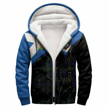 Gunn Tartan Family Crest Sherpa Hoodie Scotland Thistle Floral Flag Style