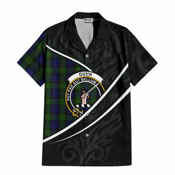 Gunn Tartan Family Crest Short Sleeve Button Shirt Celtic Scottish Thistle Floral - Tartan Vibes Clothing