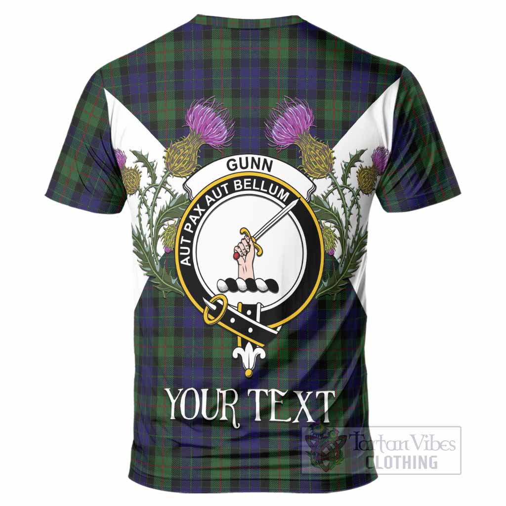 Gunn Tartan Family Crest T-Shirt Scottish Burns Night Thistle Floral
