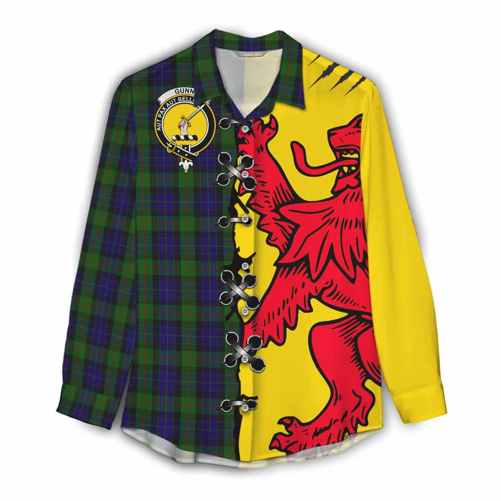 Gunn Tartan Family Crest Women Casual Shirt Lion Rampant Honor - Tartan Vibes Clothing