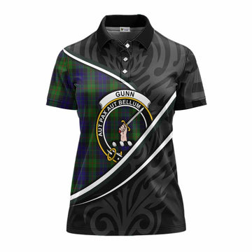 Gunn Tartan Family Crest Women's Polo Shirt Celtic Scottish Thistle Floral