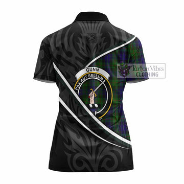 Gunn Tartan Family Crest Women's Polo Shirt Celtic Scottish Thistle Floral