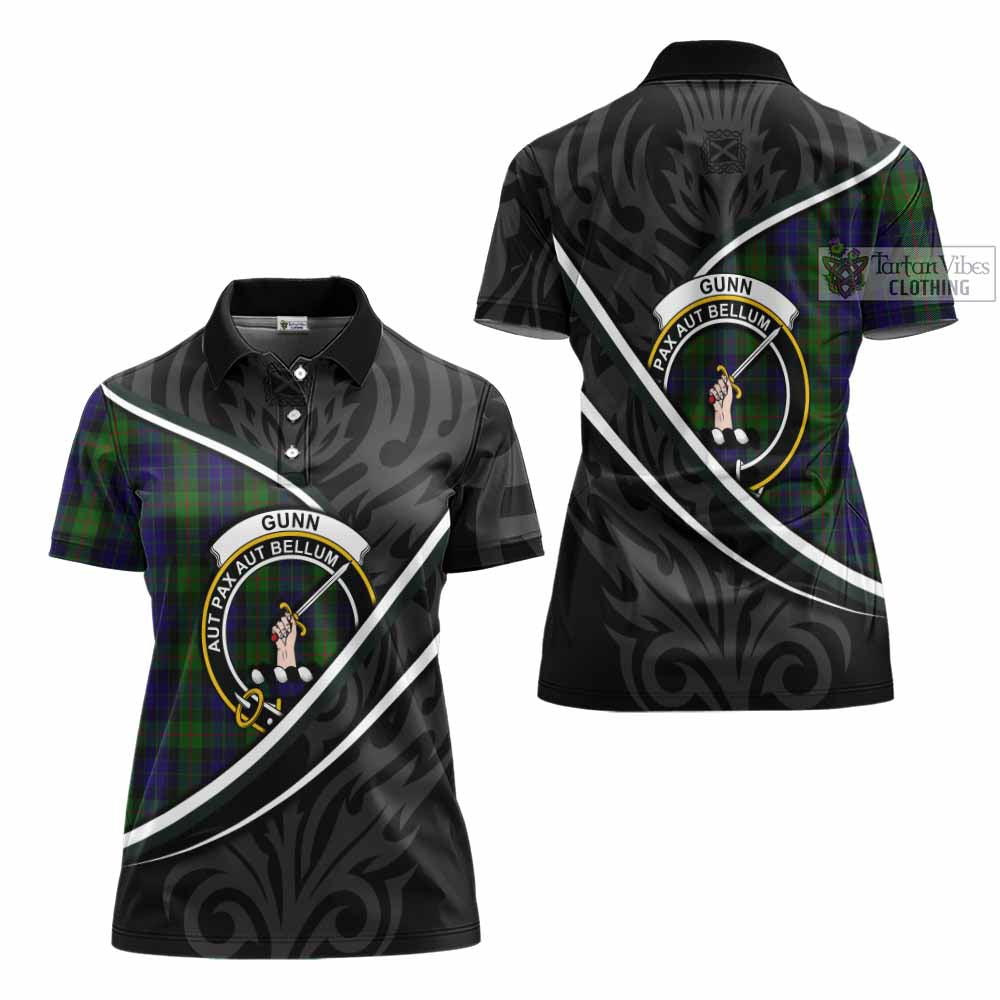 Gunn Tartan Family Crest Women's Polo Shirt Celtic Scottish Thistle Floral - Tartan Vibes Clothing