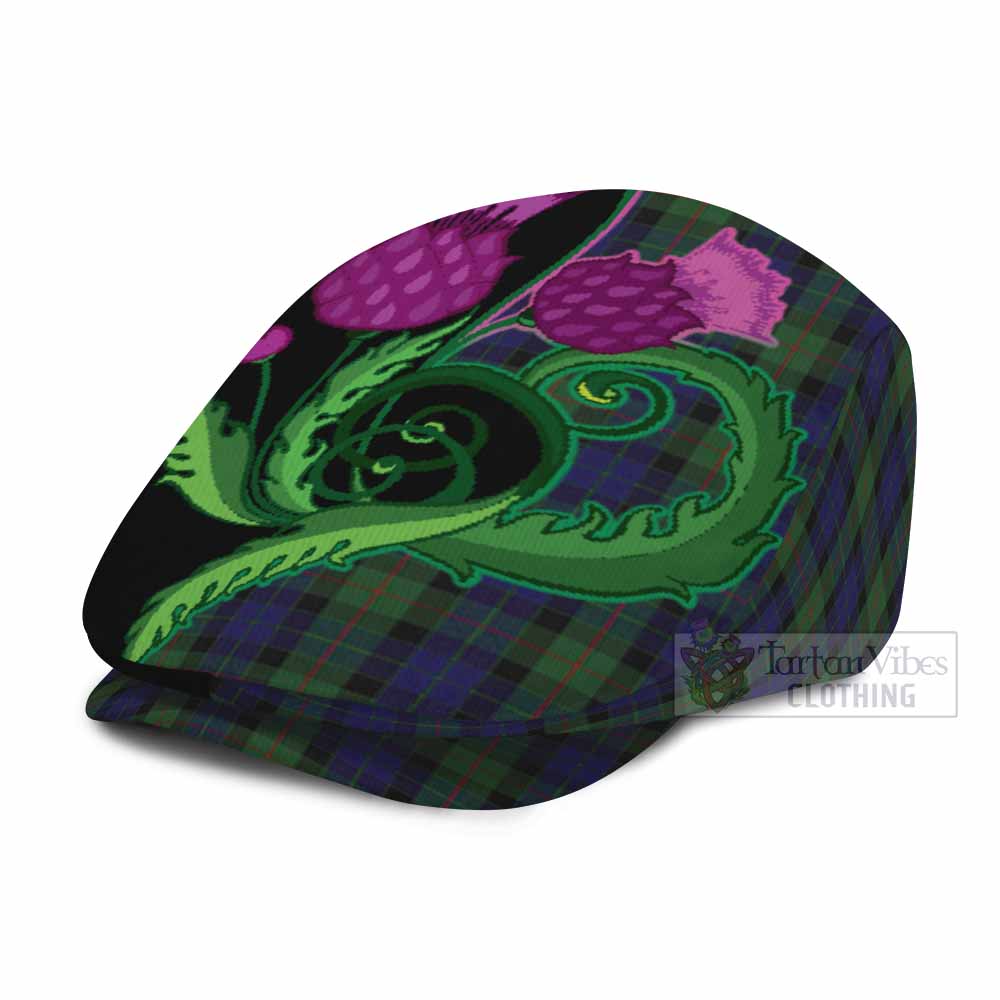 Gunn Tartan Flat Cap, Jeff Cap Traditional Scottish Thistle