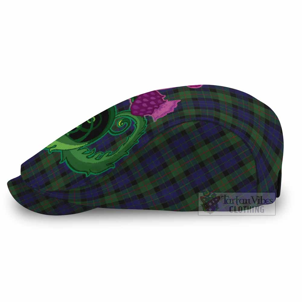 Gunn Tartan Flat Cap, Jeff Cap Traditional Scottish Thistle