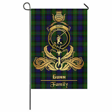 Gunn Tartan Garden Flag with Highland Thistle Cherish Family Crest Style
