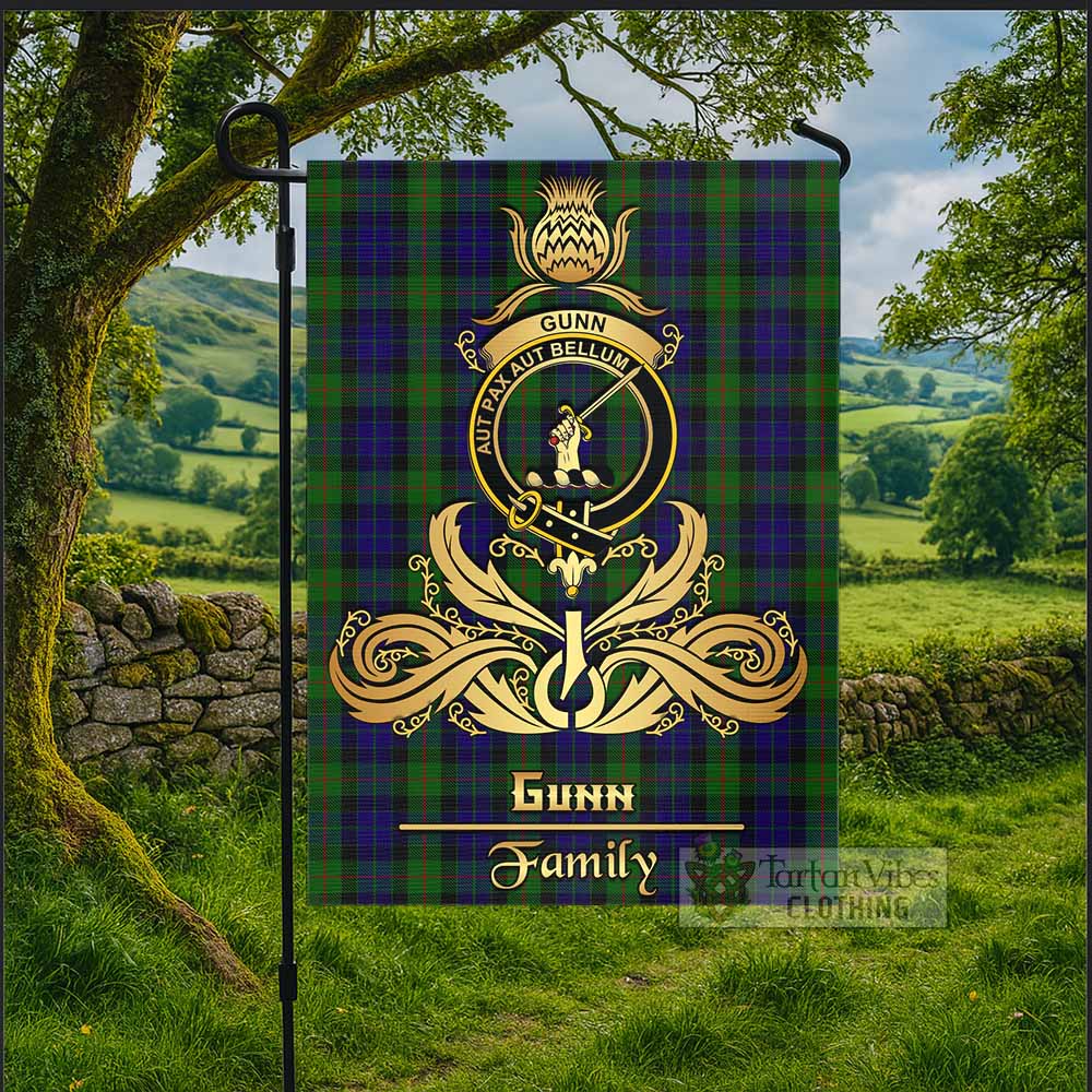 Gunn Tartan Garden Flag with Highland Thistle Cherish Family Crest Style - Tartan Vibes Clothing