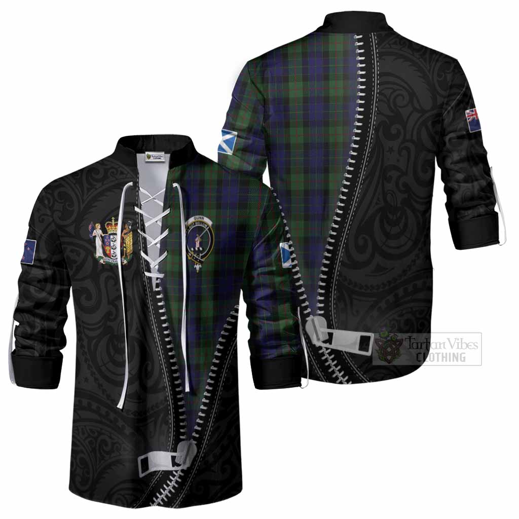 Gunn Tartan Ghillie Shirt New Zealand Pattern Unique Zipper Stylized