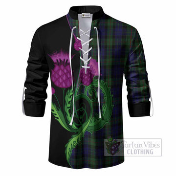 Gunn Tartan Ghillie Shirt Traditional Scottish Thistle