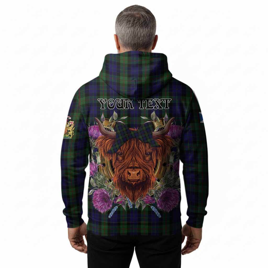 Gunn Tartan Hoodie Scottish Thistle Heilan Coo