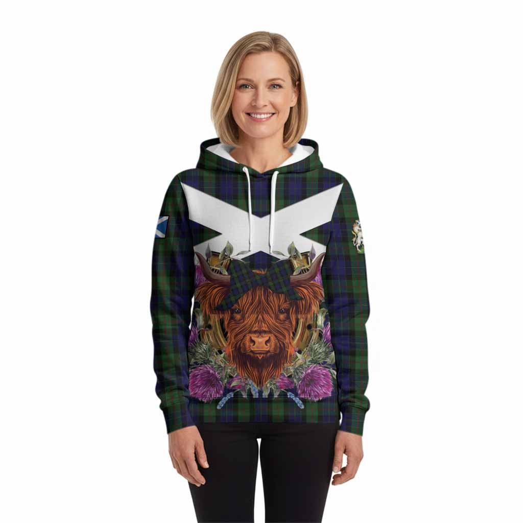 Gunn Tartan Hoodie Scottish Thistle Heilan Coo