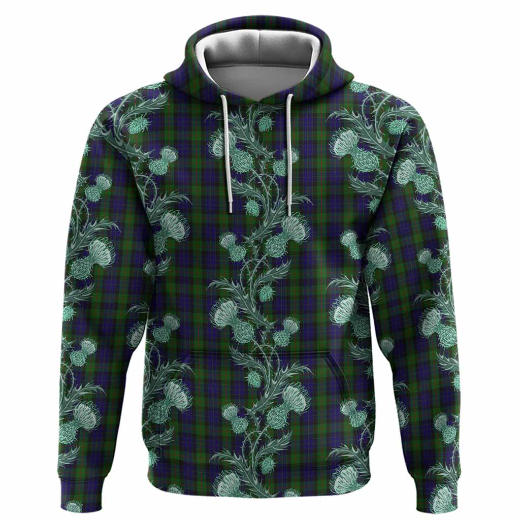 Gunn Tartan Hoodie Seamless Scottish Thistle Flowers