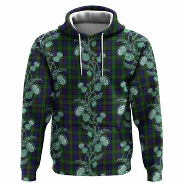 Gunn Tartan Hoodie Seamless Scottish Thistle Flowers