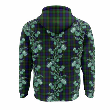 Gunn Tartan Hoodie Seamless Scottish Thistle Flowers